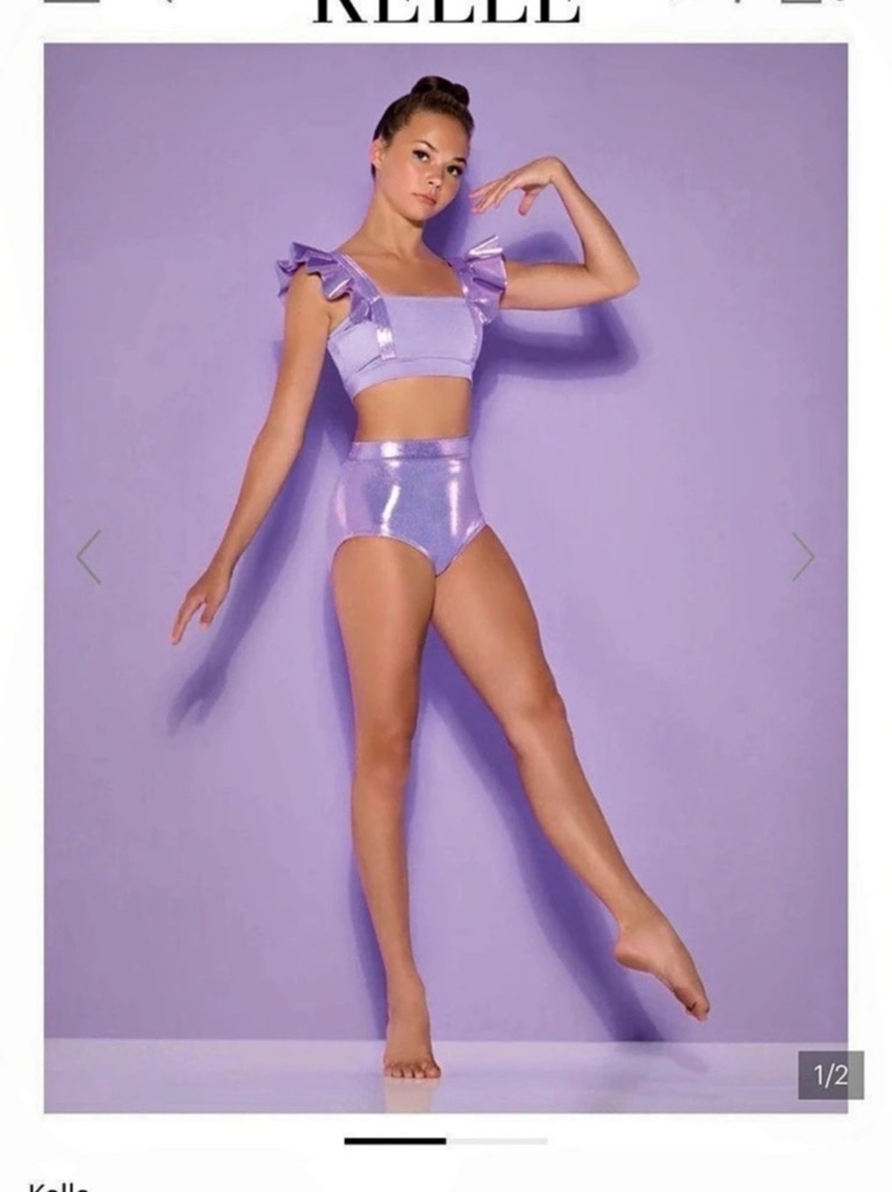KELLĒ Lavender Ruffle Strap Dance Set Purple Ruffle Dance Set Small - Picture 4 of 4